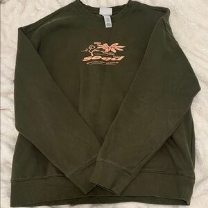 H&M Dark Green Graphic Crewneck Sweater